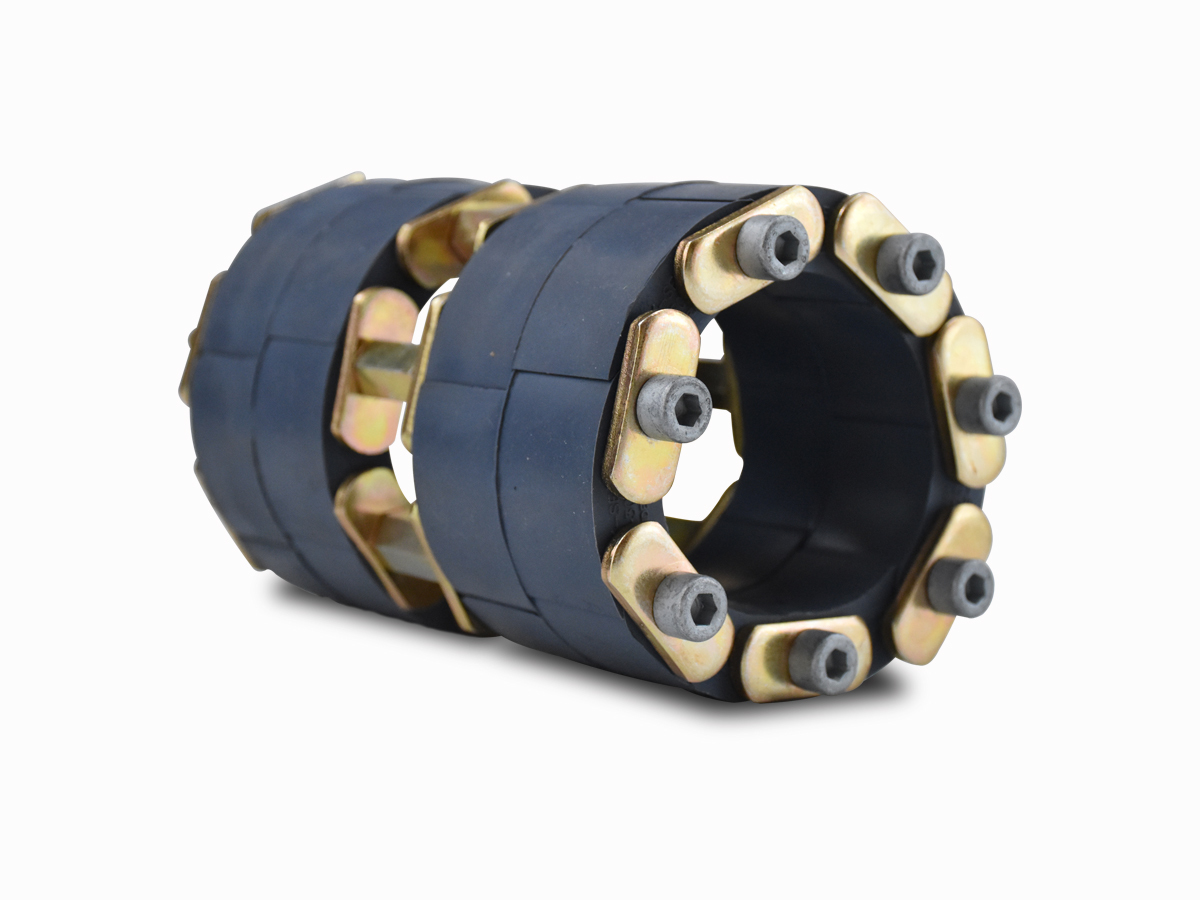 LINK-SEAL® Modular Pipe Sealing System, Model FS, Size 315, Silicone (Grey), with Zinc Dichromate Plated Steel Pressure Plate, Zinc Plated Carbon Steel Hardware, Fire Safe